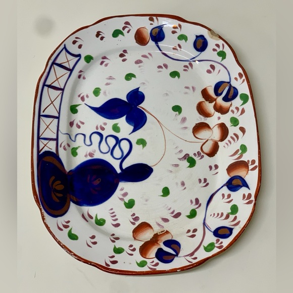 19th Century Antique Gaudy Welsh Oyster Pattern Allertons Marked Serving Platter - Picture 8 of 16